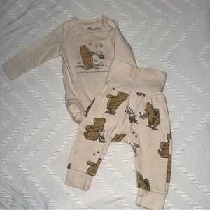 Winnie the Pooh and Piglet Matching Long Sleeve Onesie & Pants Set 3M H&M